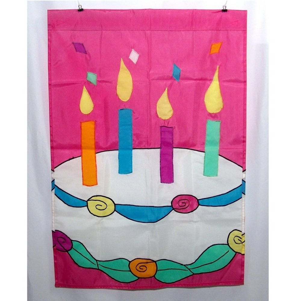 Outdoor Garden Birthday Cake Flag Candles Large 39 X 28
